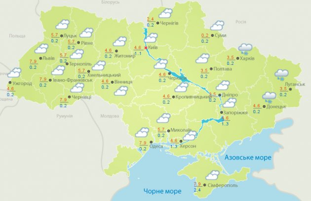 В Украине будет облачно, местами пройдут небольшие дожди