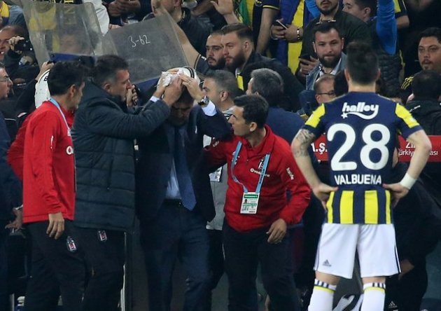 Фанаты проломили голову тренеру «Бешикташа» на матче Кубка Турции